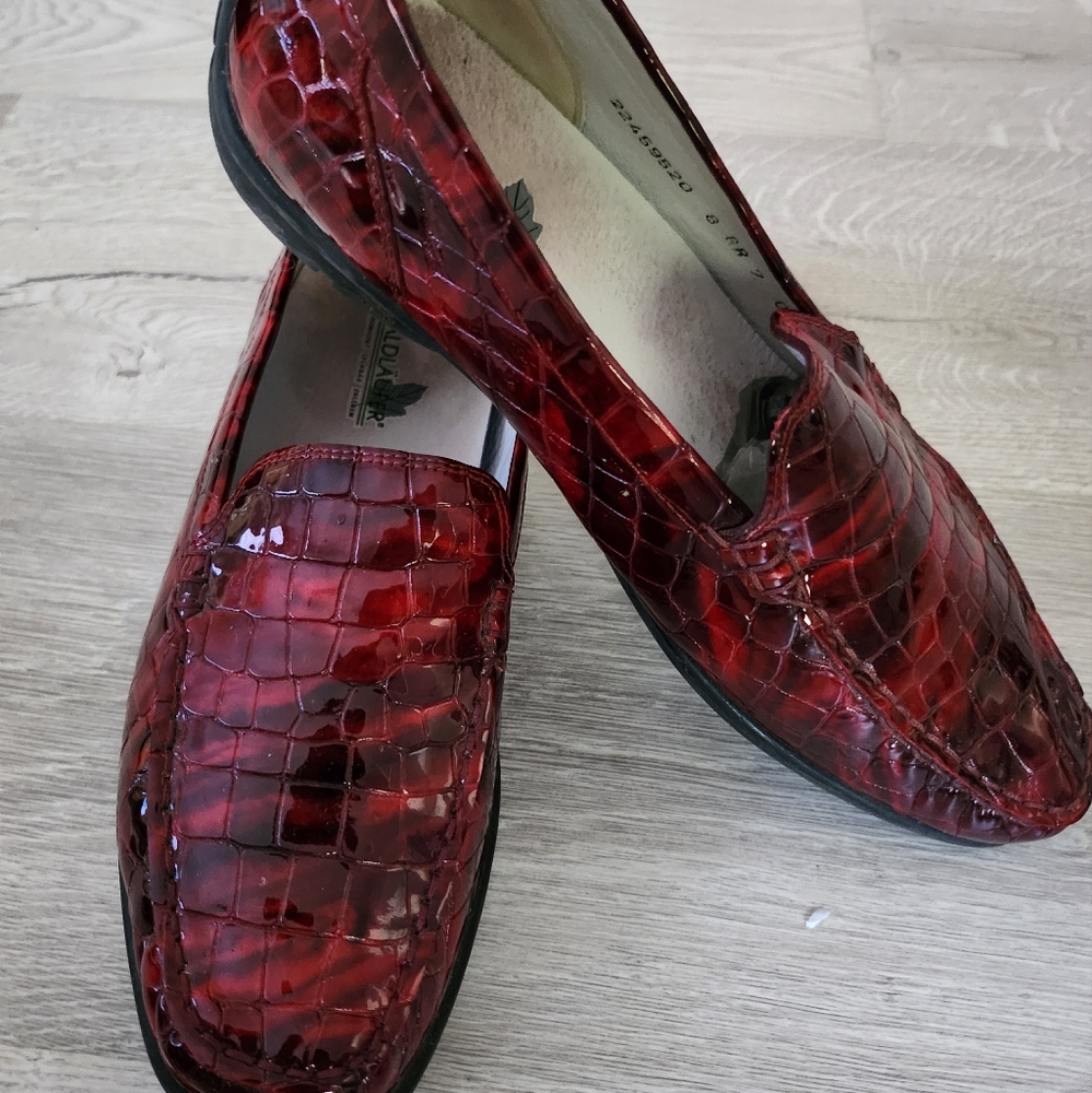 Waldlaufer Saks Fifth Women's Driving Loafers Shoes Red Croc Patent Leather